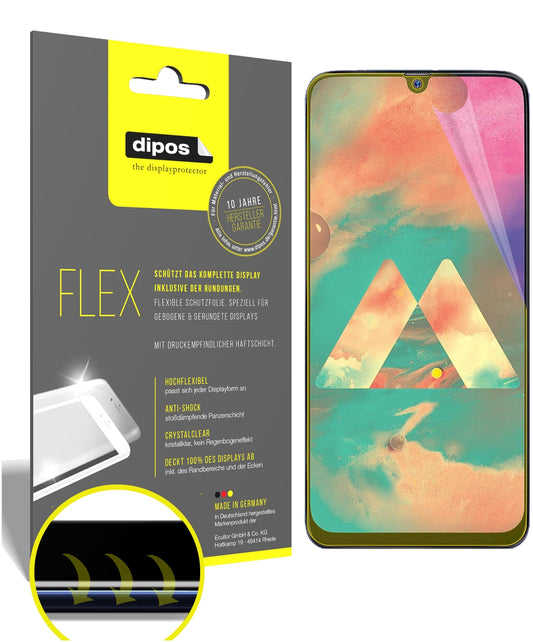 Klare Displayschutzfolie von dipos passend für Samsung Galaxy M30, 100% Displayabdeckung und blasenfreie Montage