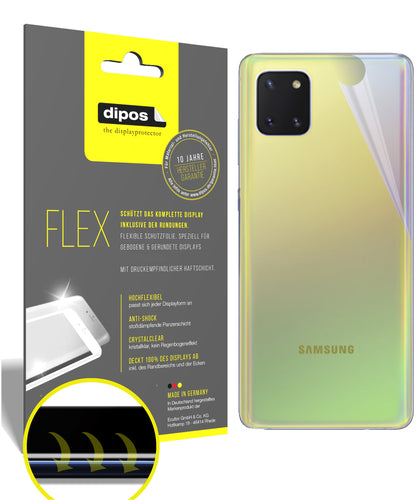 Klare Displayschutzfolie von dipos passend für Samsung Galaxy Note 10 Lite Rückseite, 100% Displayabdeckung und blasenfreie Montage