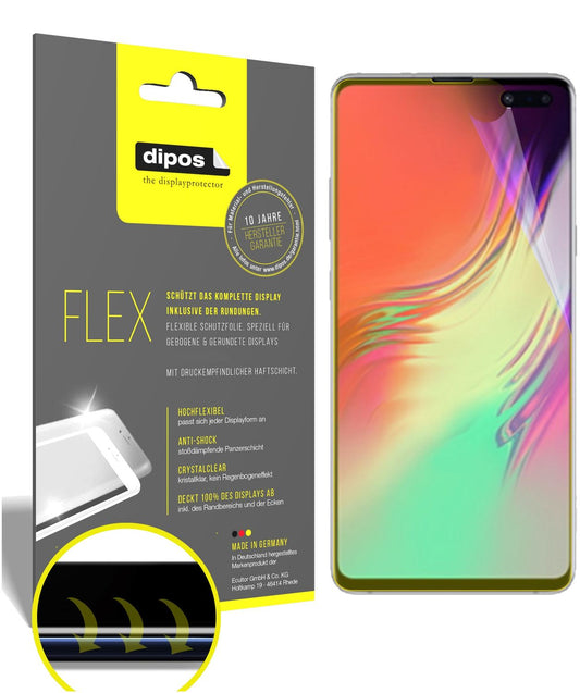 Klare Displayschutzfolie von dipos passend für Samsung Galaxy S10 5G, 100% Displayabdeckung und blasenfreie Montage