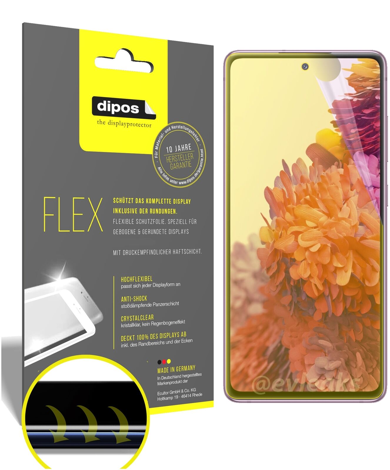 Klare Displayschutzfolie von dipos passend für Samsung Galaxy S20 FE, 100% Displayabdeckung und blasenfreie Montage