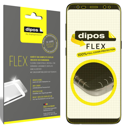 Klare Displayschutzfolie von dipos passend für Samsung Galaxy S8, 100% Displayabdeckung und blasenfreie Montage