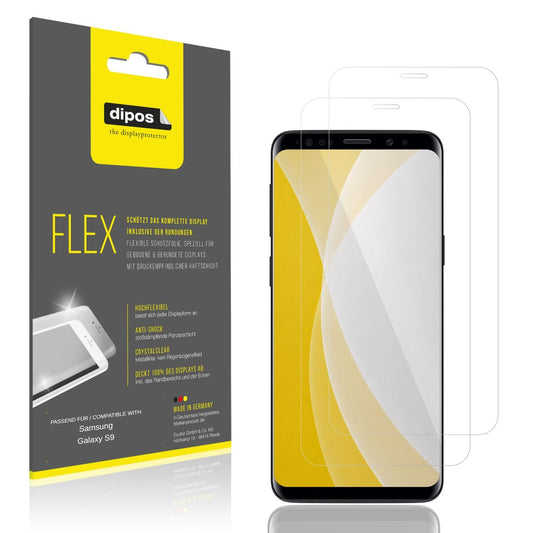 Klare Displayschutzfolie von dipos passend für Samsung Galaxy S9, 100% Displayabdeckung und blasenfreie Montage