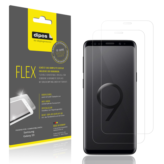 Klare Displayschutzfolie von dipos passend für Samsung Galaxy S9, 100% Displayabdeckung und blasenfreie Montage