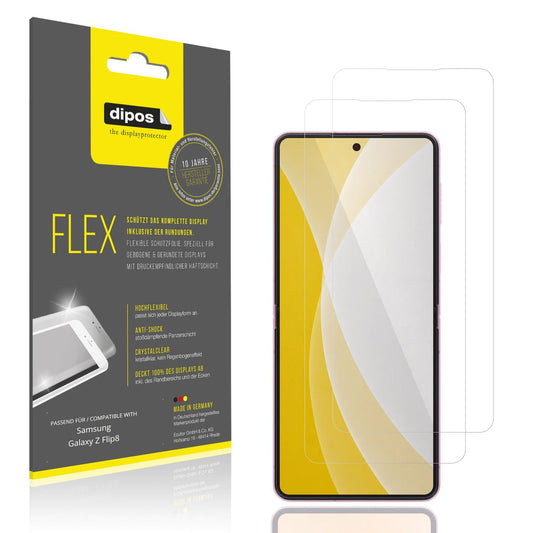 Klare Displayschutzfolie von dipos passend für Samsung Galaxy Z Flip8 Innenseite, 100% Displayabdeckung und blasenfreie Montage