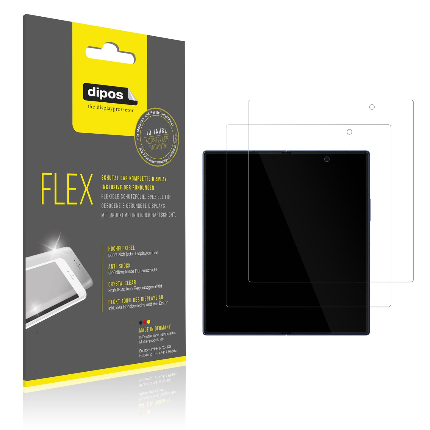 Klare Displayschutzfolie von dipos passend für Samsung Galaxy Z Fold7 Innenseite, 100% Displayabdeckung und blasenfreie Montage