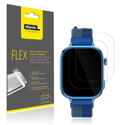 Klare Displayschutzfolie von dipos passend für Sanorum T40 4G Smartwatch, 100% Displayabdeckung und blasenfreie Montage