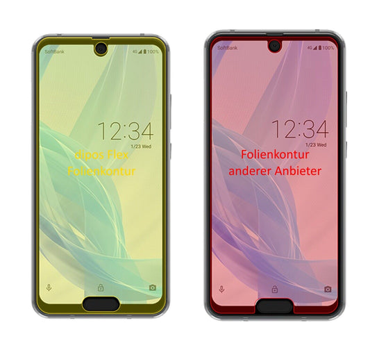 Klare Displayschutzfolie von dipos passend für Sharp Aquos R2 Compact, 100% Displayabdeckung und blasenfreie Montage