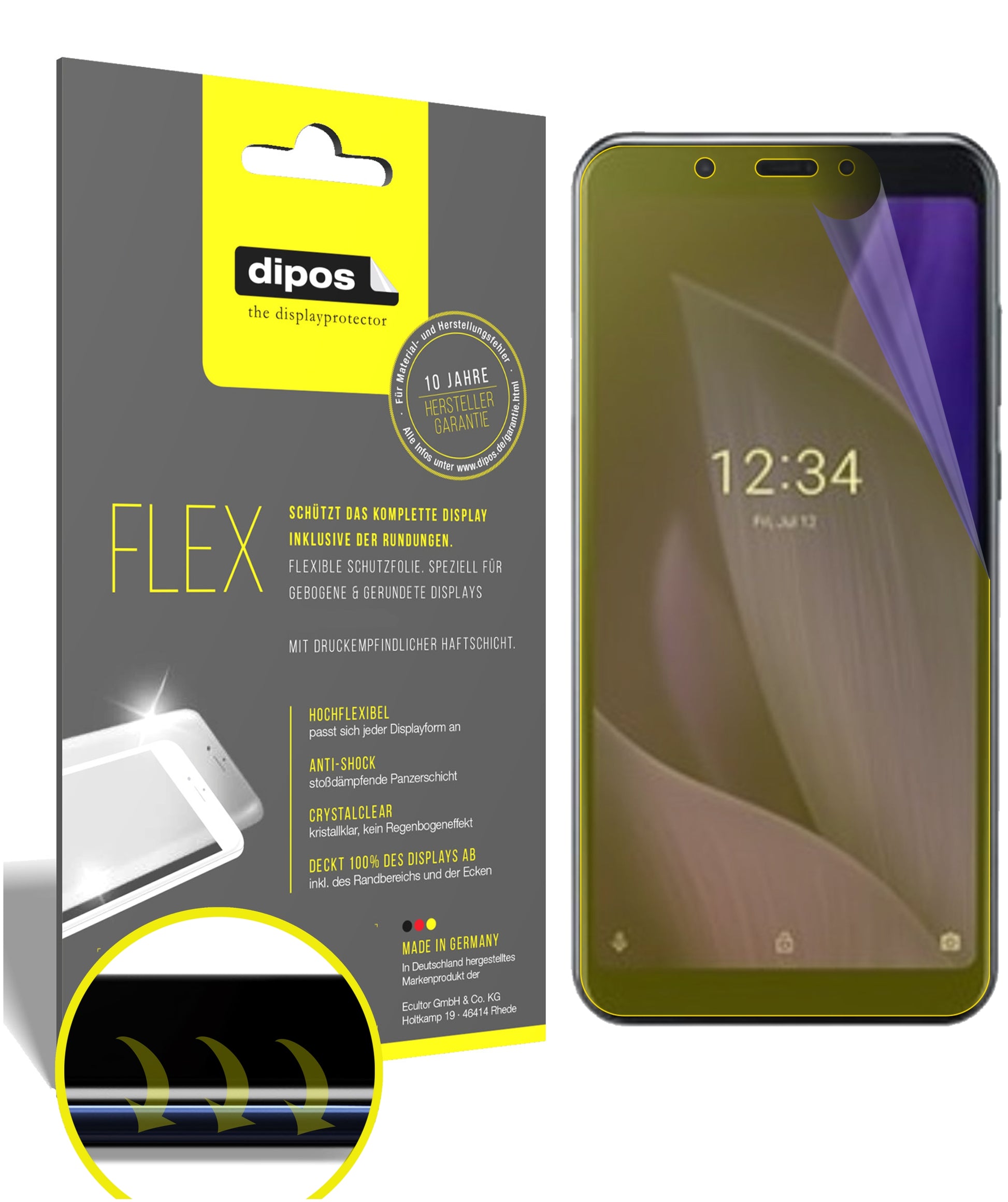 Klare Displayschutzfolie von dipos passend für Sharp Aquos V, 100% Displayabdeckung und blasenfreie Montage