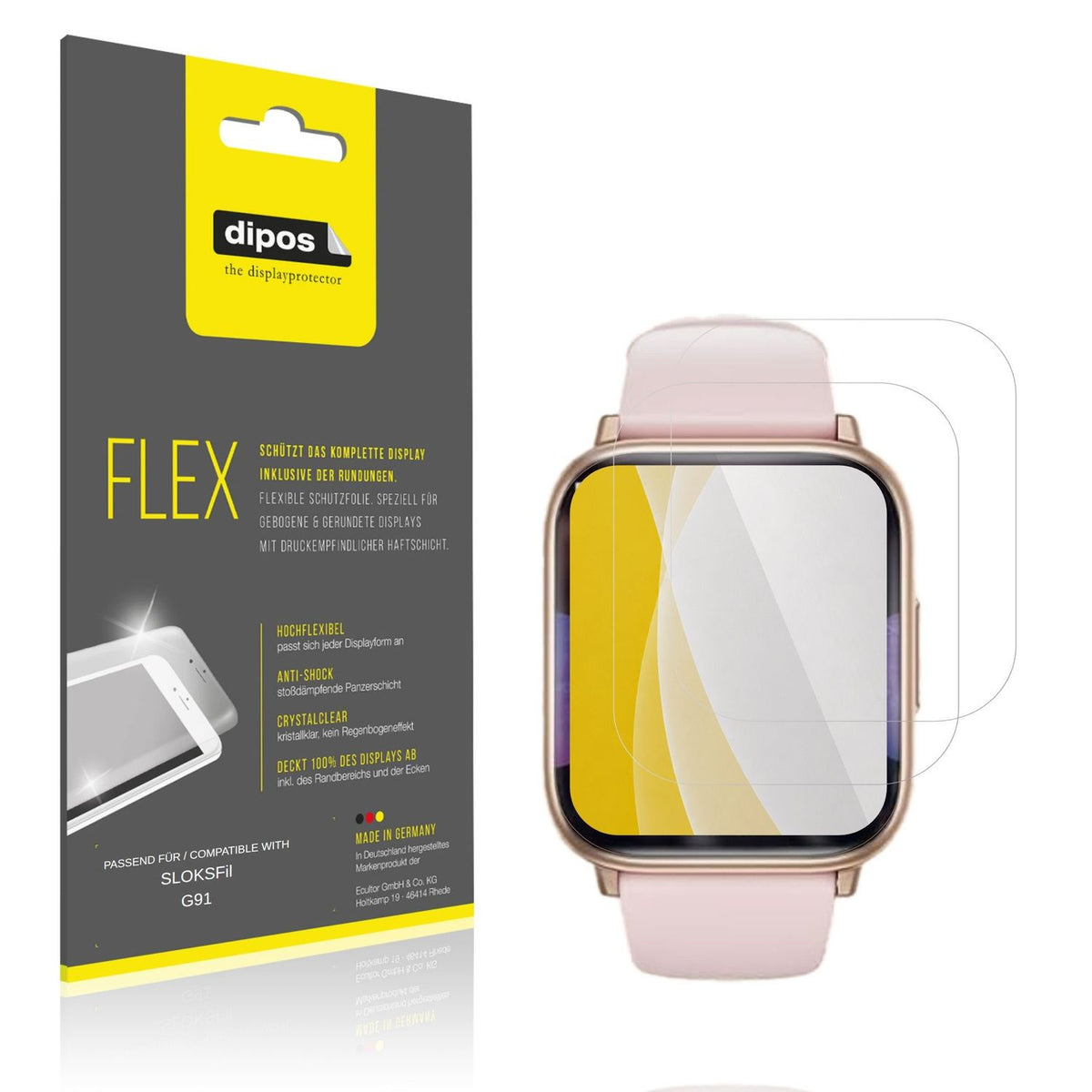 Klare Displayschutzfolie von dipos passend für SLOKSFil G91, 100% Displayabdeckung und blasenfreie Montage