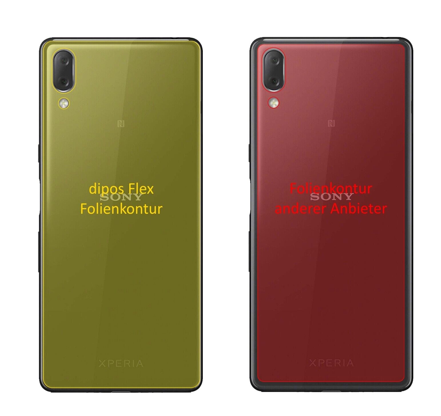 Klare Displayschutzfolie von dipos passend für Sony Xperia L3 Rückseite, 100% Displayabdeckung und blasenfreie Montage