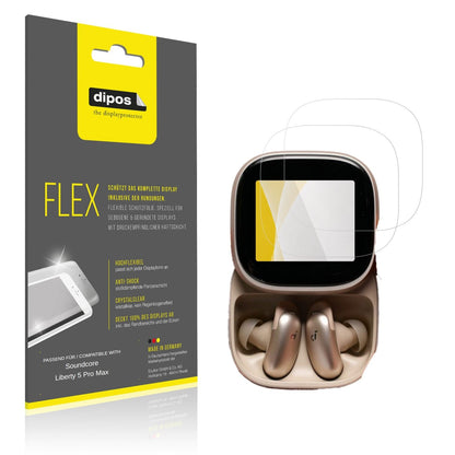 Klare Displayschutzfolie von dipos passend für Soundcore Liberty 5 Pro Max, 100% Displayabdeckung und blasenfreie Montage