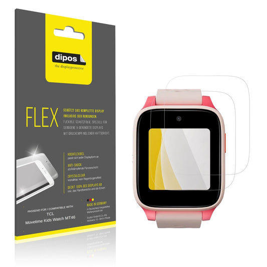 Klare Displayschutzfolie von dipos passend für TCL Movetime Kids Watch MT46, 100% Displayabdeckung und blasenfreie Montage
