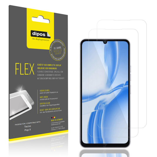 Klare Displayschutzfolie von dipos passend für Tecno Pop X, 100% Displayabdeckung und blasenfreie Montage
