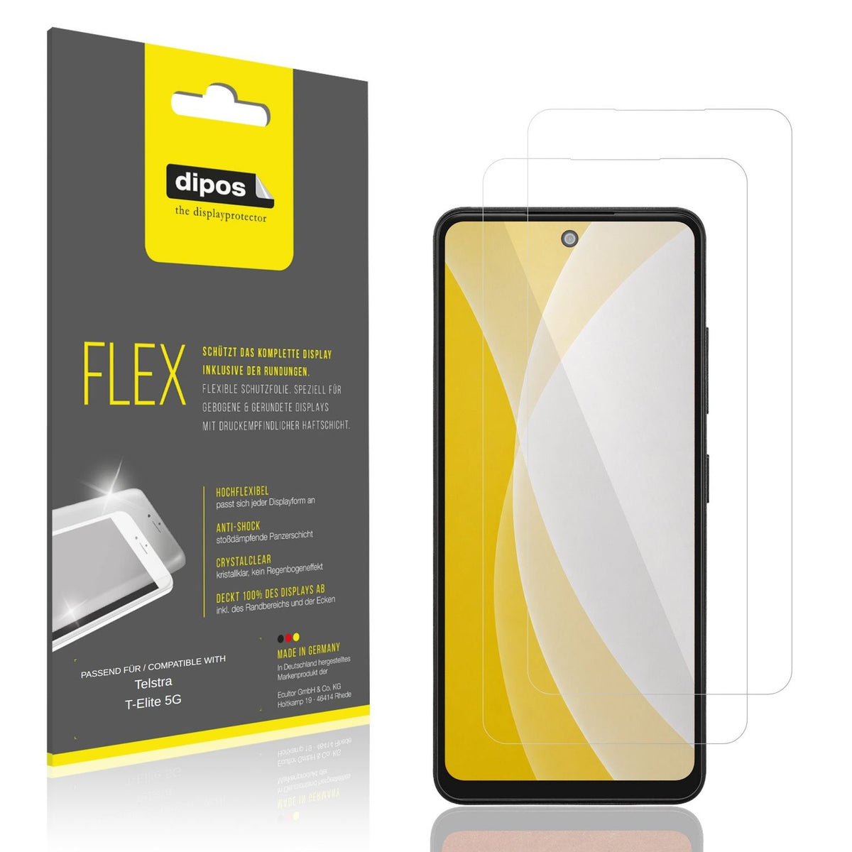Klare Displayschutzfolie von dipos passend für Telstra T-Elite 5G, 100% Displayabdeckung und blasenfreie Montage
