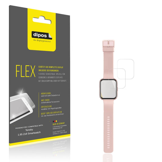 Klare Displayschutzfolie von dipos passend für Tensky 1.85 Zoll Smartwatch, 100% Displayabdeckung und blasenfreie Montage