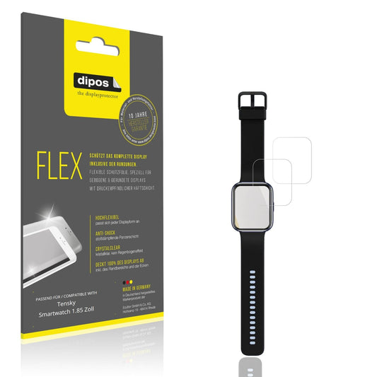 Klare Displayschutzfolie von dipos passend für Tensky Smartwatch 1.85 Zoll, 100% Displayabdeckung und blasenfreie Montage