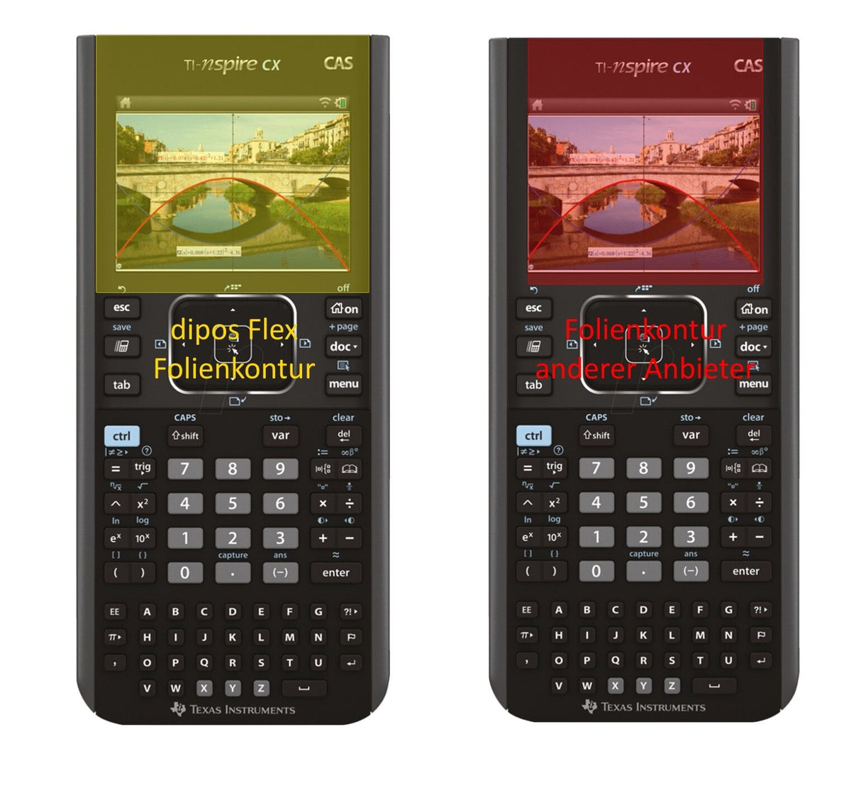 Klare Displayschutzfolie von dipos passend für Texas Instruments TI Nspire CX CAS Taschenrechner, 100% Displayabdeckung und blasenfreie Montage