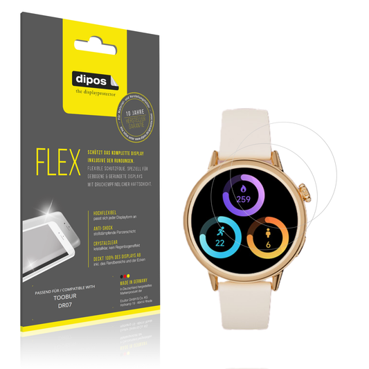 Klare Displayschutzfolie von dipos passend für TOOBUR DR07, 100% Displayabdeckung und blasenfreie Montage