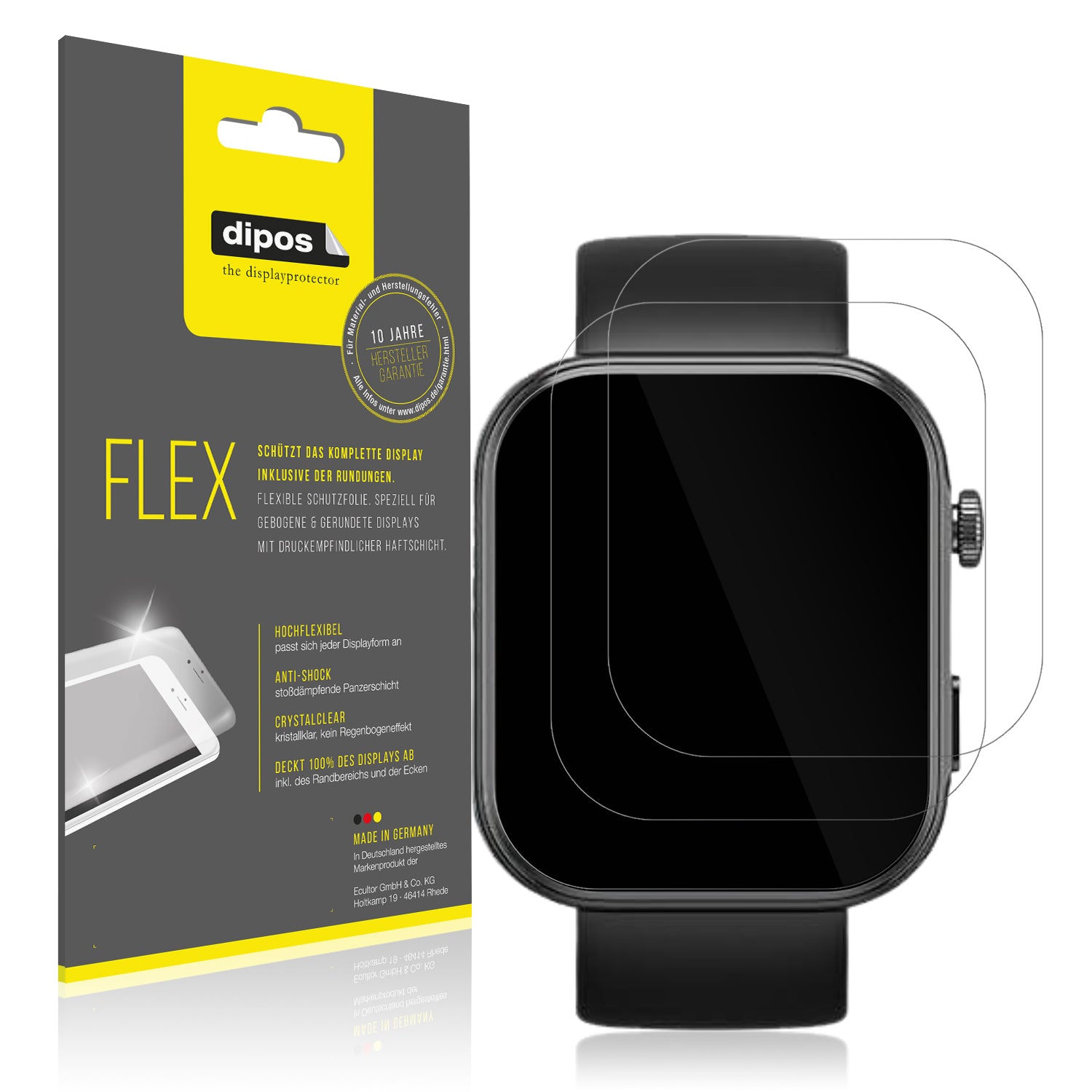 Klare Displayschutzfolie von dipos passend für Tozo S6 1.85 Zoll, 100% Displayabdeckung und blasenfreie Montage