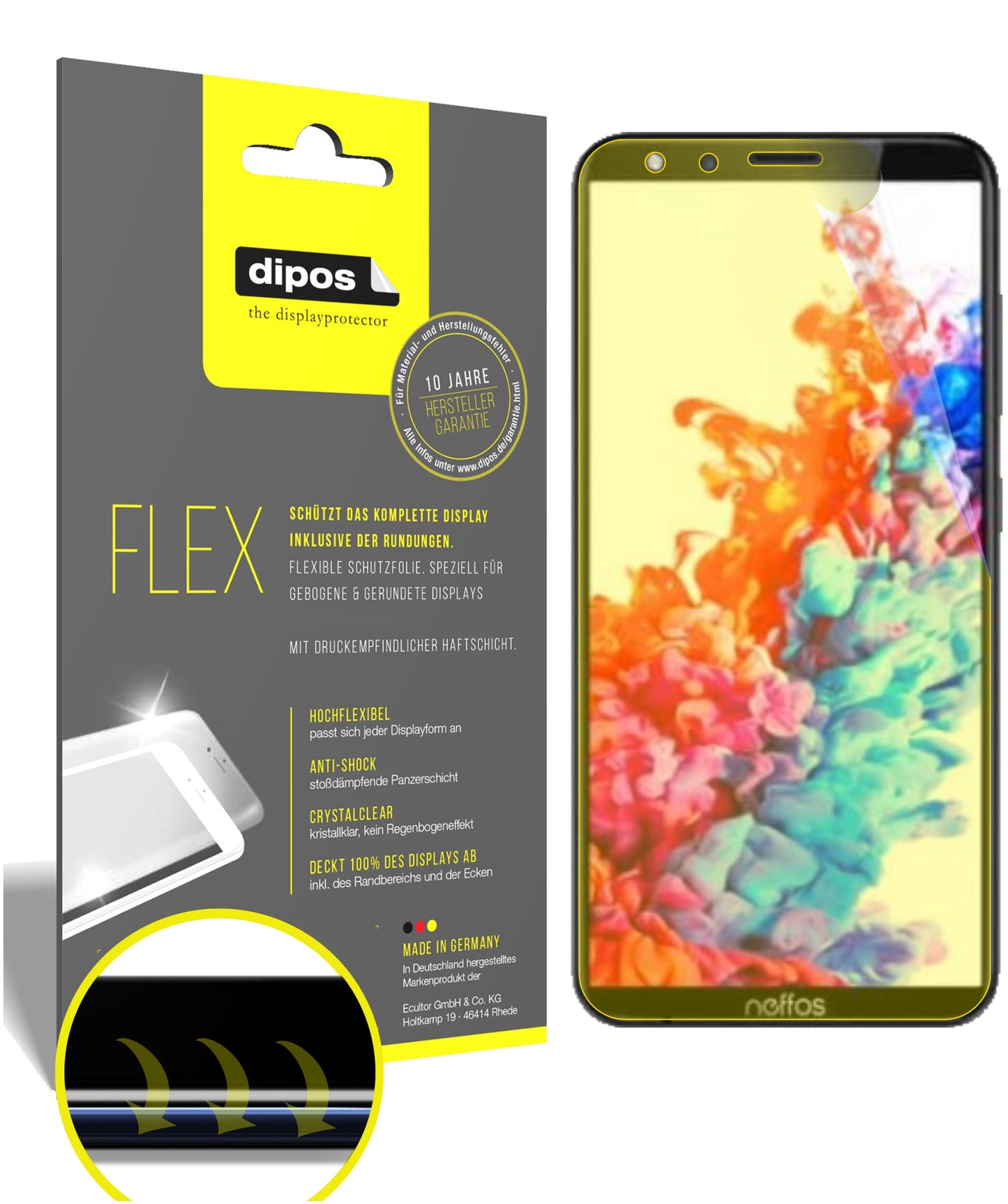 Klare Displayschutzfolie von dipos passend für TP-Link Neffos C7 Lite, 100% Displayabdeckung und blasenfreie Montage