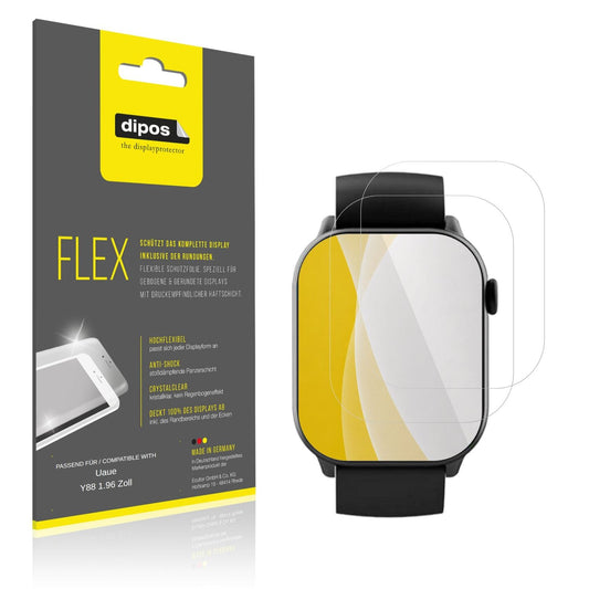 Klare Displayschutzfolie von dipos passend für Uaue Y88 1.96 Zoll, 100% Displayabdeckung und blasenfreie Montage
