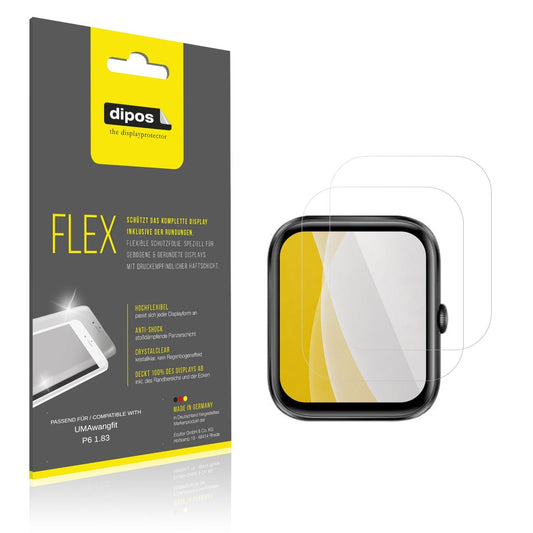 Klare Displayschutzfolie von dipos passend für UMAwangfit P6 1.83, 100% Displayabdeckung und blasenfreie Montage