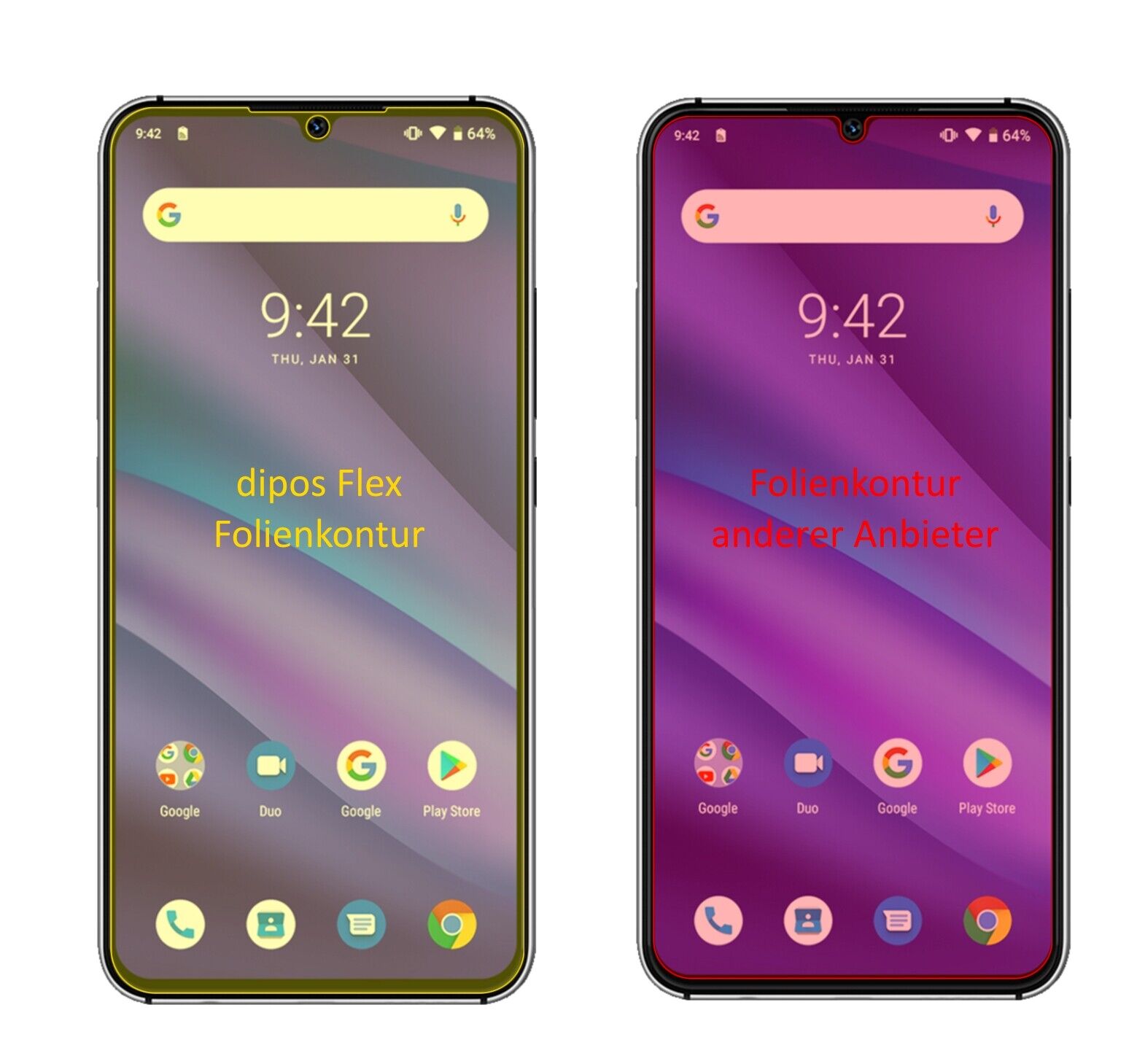 Klare Displayschutzfolie von dipos passend für Umidigi A5 Pro, 100% Displayabdeckung und blasenfreie Montage