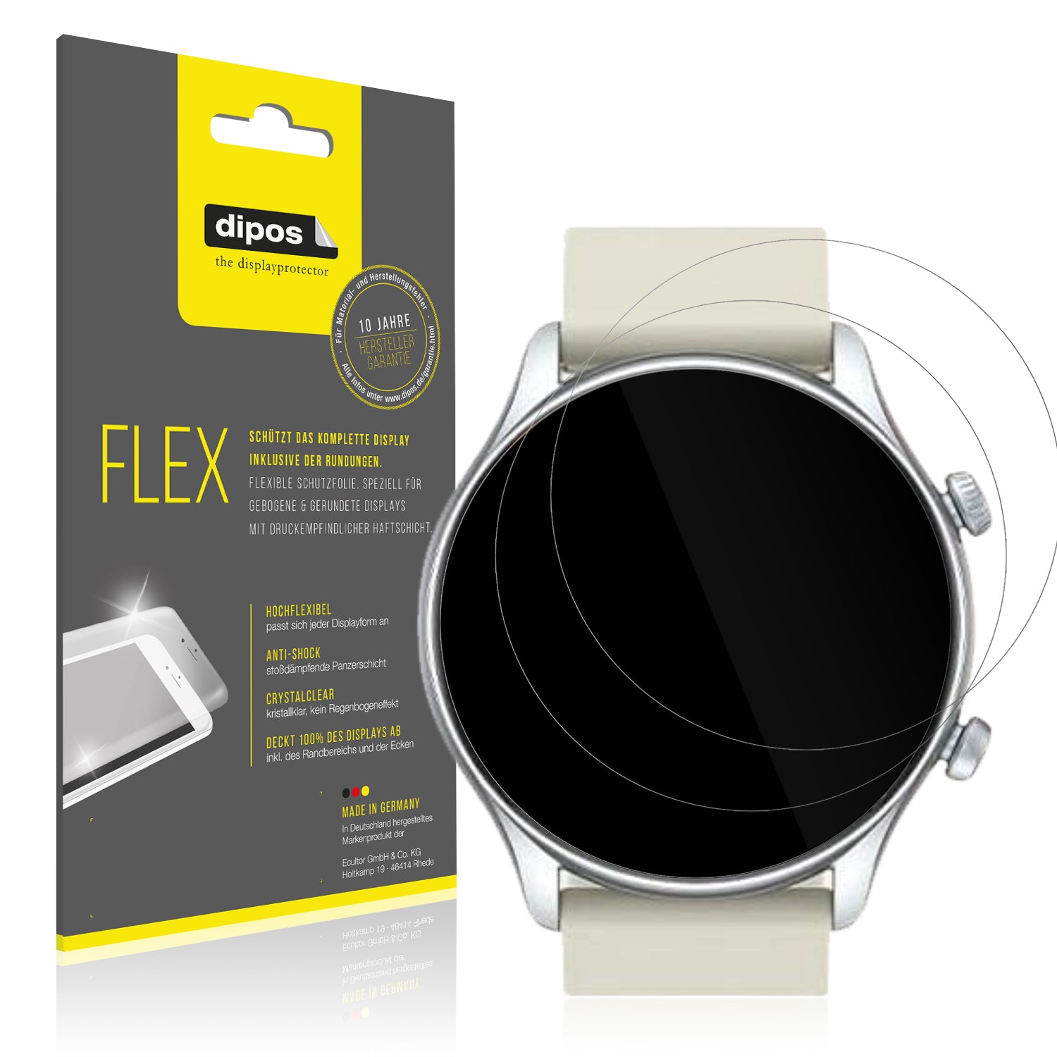 Klare Displayschutzfolie von dipos passend für vamout S54 1.39 Zoll, 100% Displayabdeckung und blasenfreie Montage