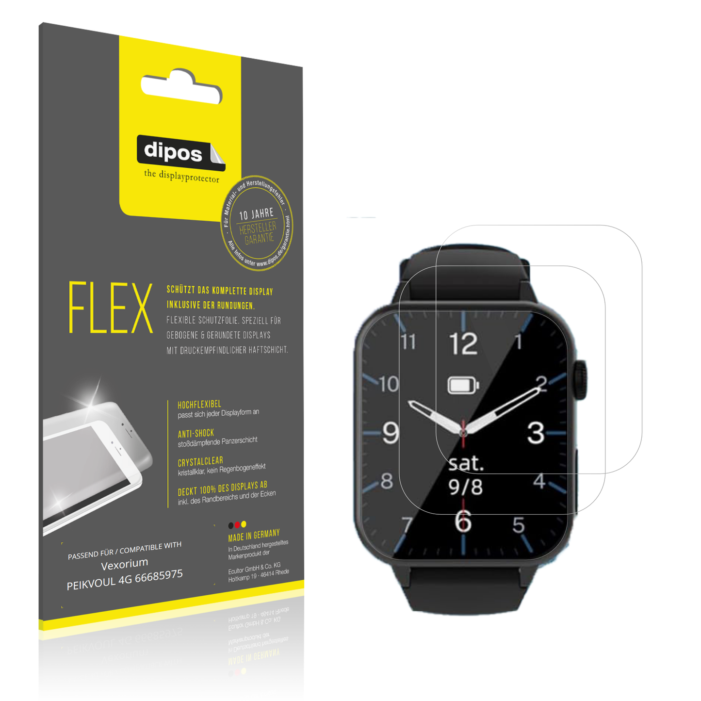 Klare Displayschutzfolie von dipos passend für Vexorium PEIKVOUL 4G 66685975, 100% Displayabdeckung und blasenfreie Montage