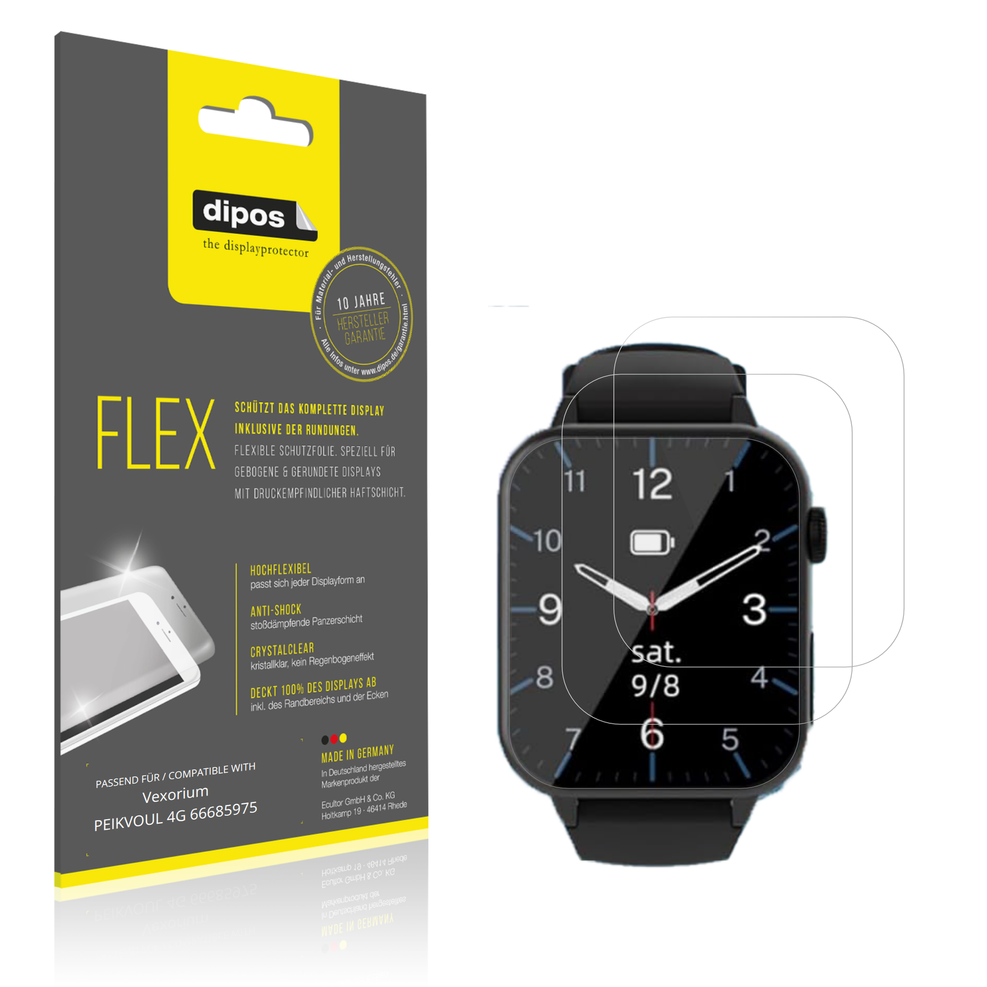 Klare Displayschutzfolie von dipos passend für Vexorium PEIKVOUL 4G 66685975, 100% Displayabdeckung und blasenfreie Montage