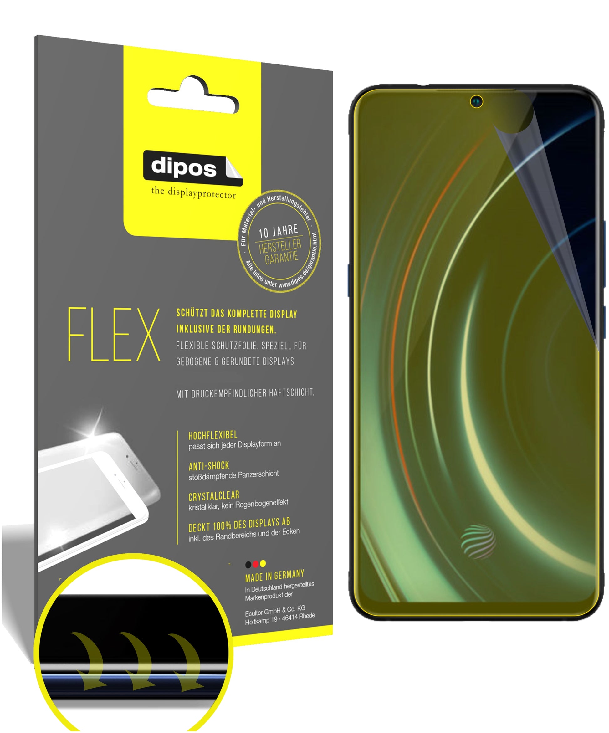 Klare Displayschutzfolie von dipos passend für Vivo IQOO Neo, 100% Displayabdeckung und blasenfreie Montage