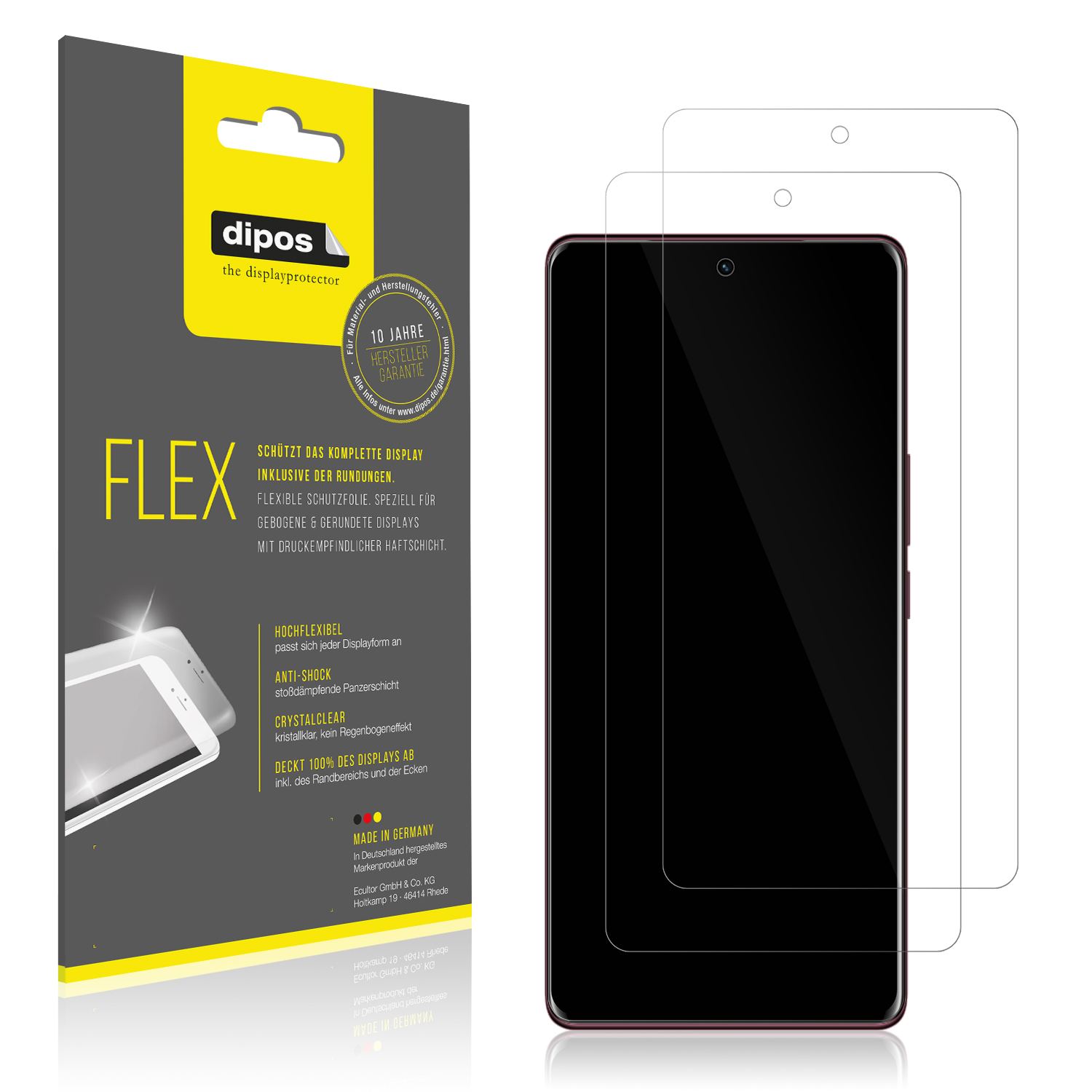 Klare Displayschutzfolie von dipos passend für Vivo V29e, 100% Displayabdeckung und blasenfreie Montage