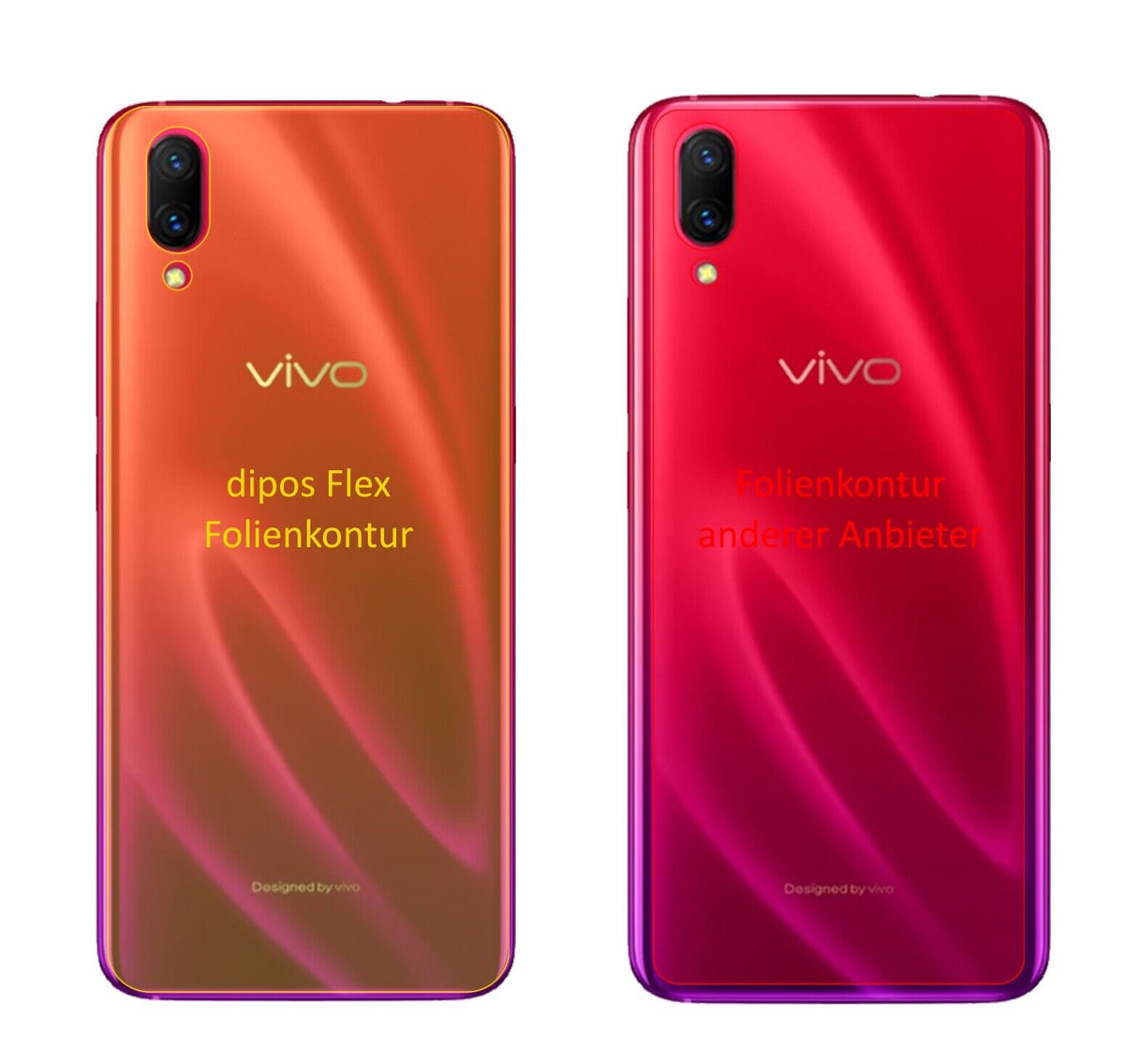Klare Displayschutzfolie von dipos passend für Vivo X23 Symphony Rückseite, 100% Displayabdeckung und blasenfreie Montage