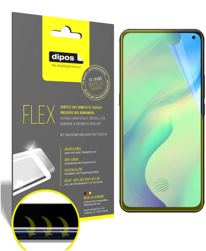 Klare Displayschutzfolie von dipos passend für Vivo X30, 100% Displayabdeckung und blasenfreie Montage