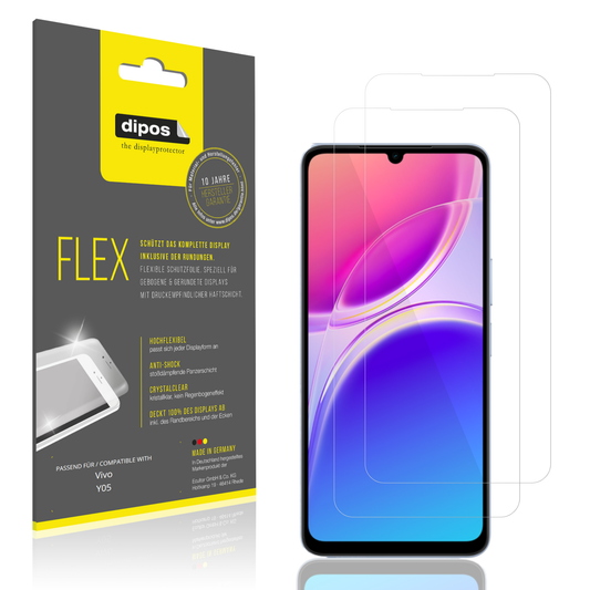 Klare Displayschutzfolie von dipos passend für Vivo Y05, 100% Displayabdeckung und blasenfreie Montage