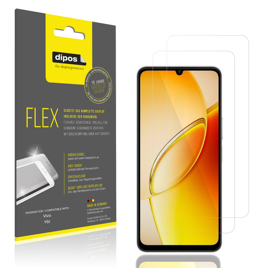 Klare Displayschutzfolie von dipos passend für Vivo Y6t, 100% Displayabdeckung und blasenfreie Montage