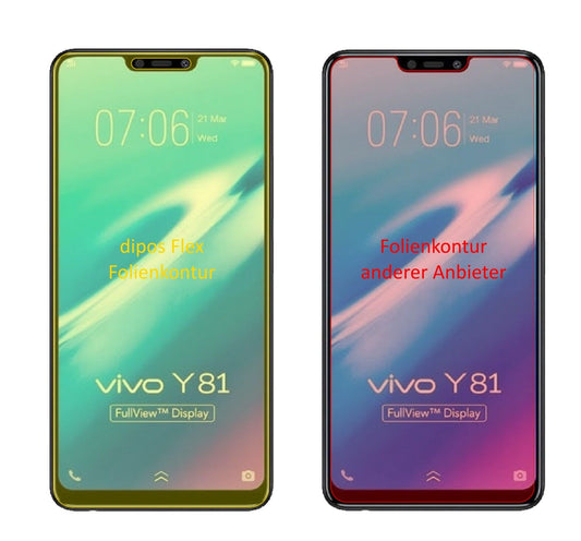 Klare Displayschutzfolie von dipos passend für Vivo Y81, 100% Displayabdeckung und blasenfreie Montage