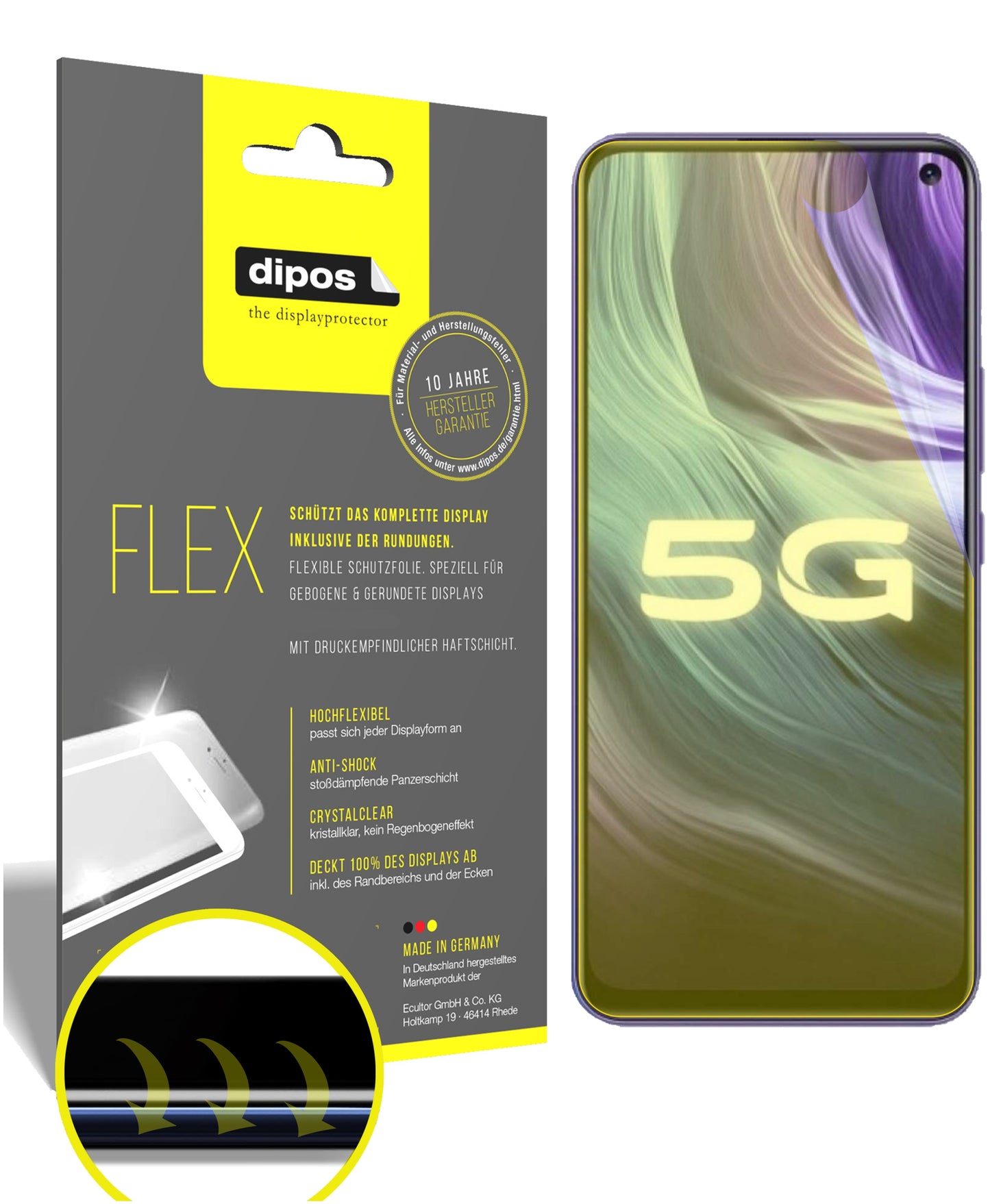 Klare Displayschutzfolie von dipos passend für Vivo Z6 5G, 100% Displayabdeckung und blasenfreie Montage