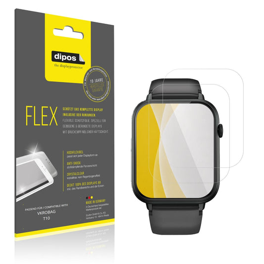 Klare Displayschutzfolie von dipos passend für VKROBAG T10, 100% Displayabdeckung und blasenfreie Montage