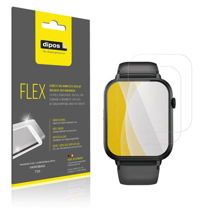 Klare Displayschutzfolie von dipos passend für VKROBAG T10, 100% Displayabdeckung und blasenfreie Montage