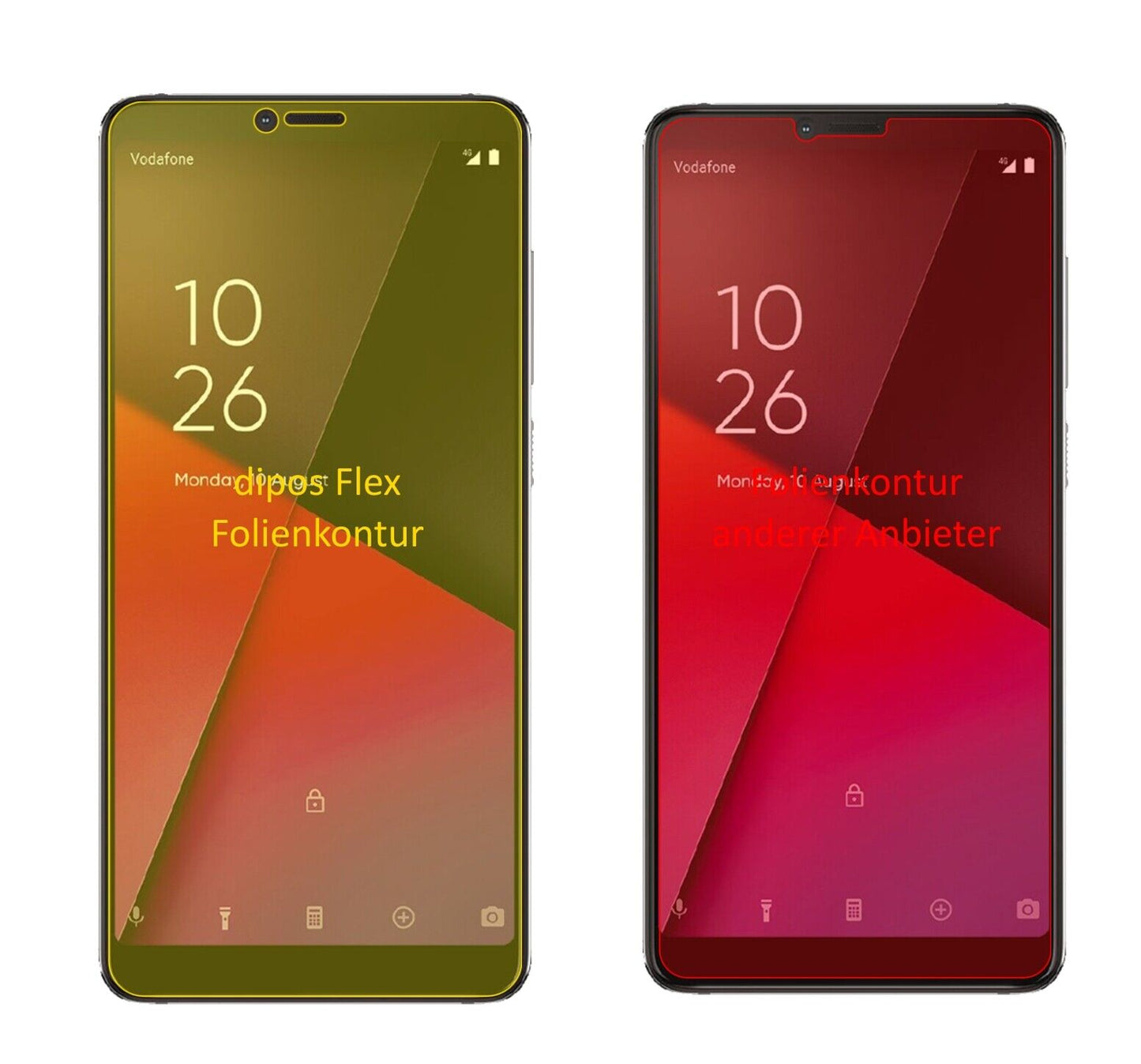 Klare Displayschutzfolie von dipos passend für Vodafone Smart X9, 100% Displayabdeckung und blasenfreie Montage