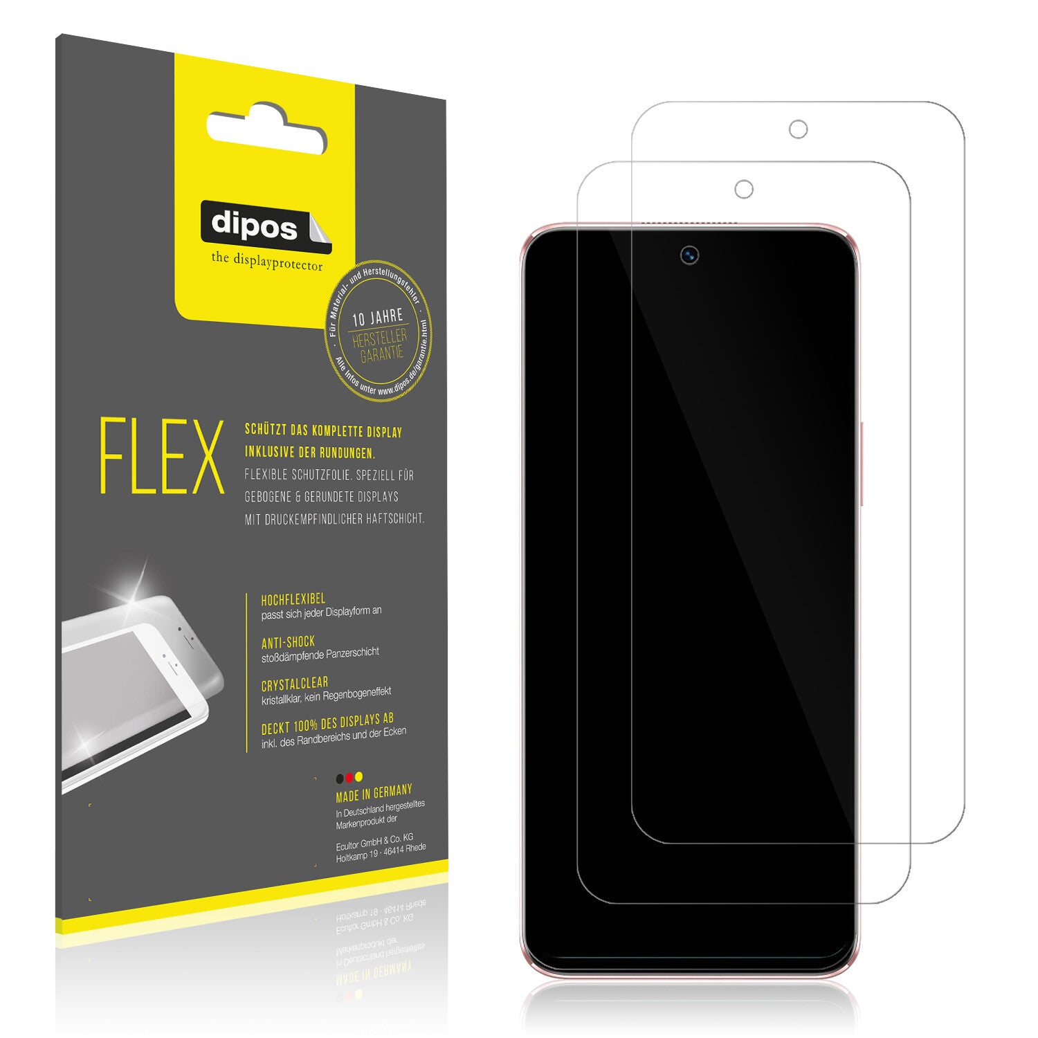 Klare Displayschutzfolie von dipos passend für Wiko T50, 100% Displayabdeckung und blasenfreie Montage