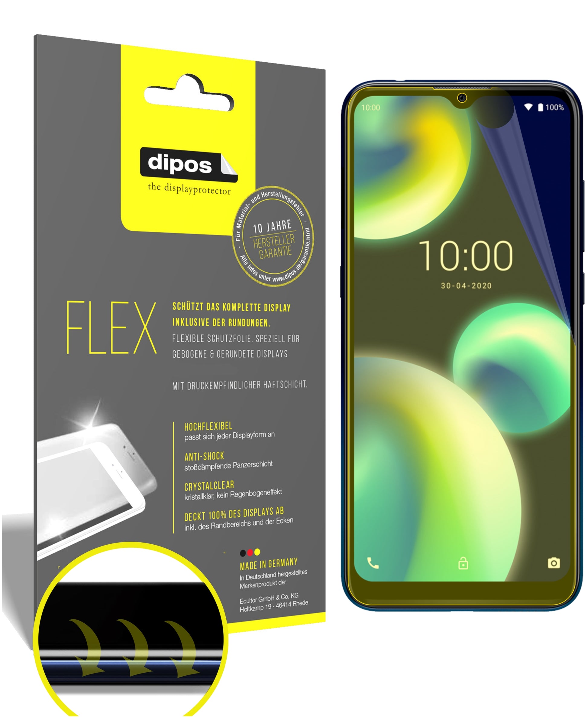 Klare Displayschutzfolie von dipos passend für Wiko View 4 Lite, 100% Displayabdeckung und blasenfreie Montage