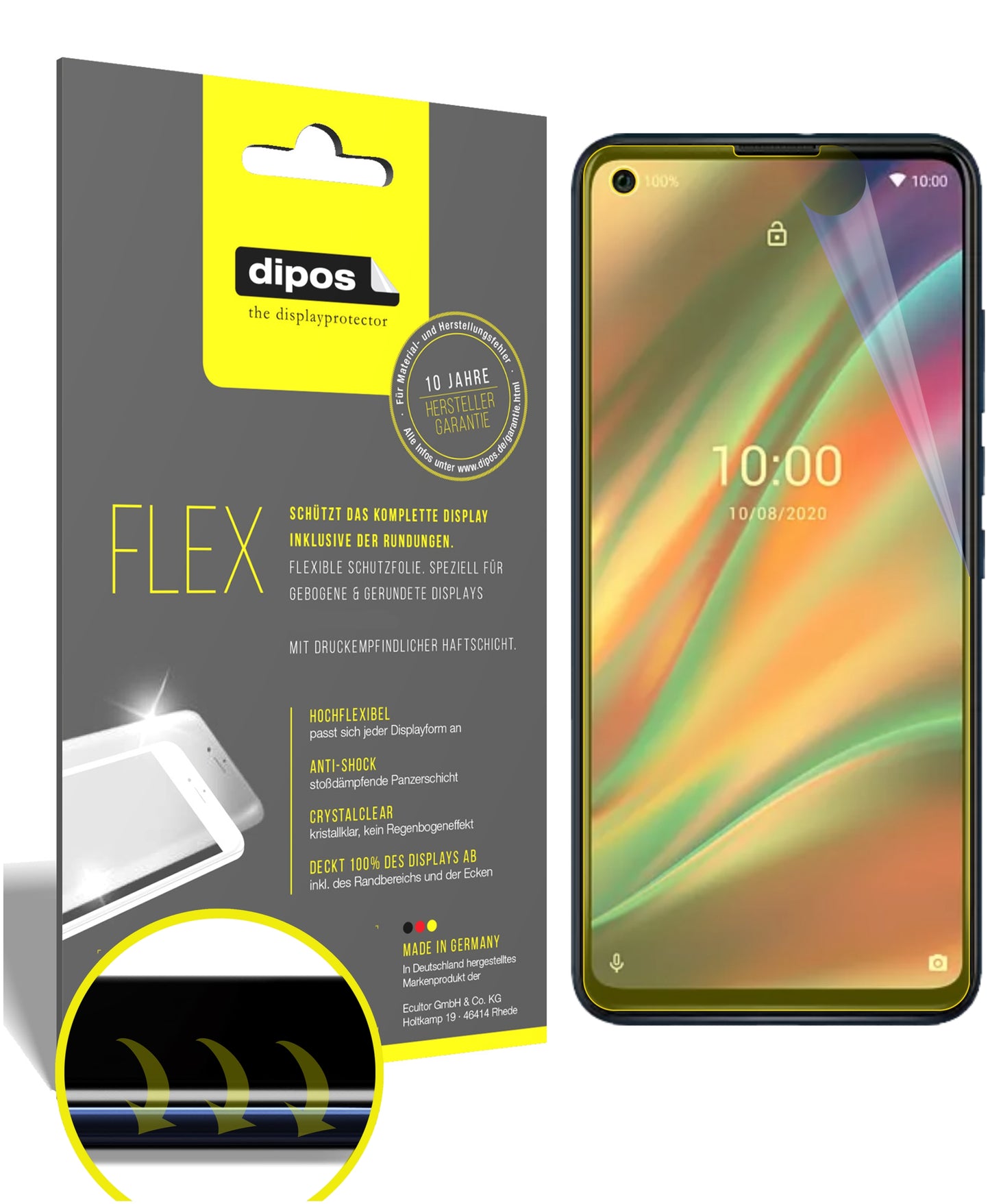 Klare Displayschutzfolie von dipos passend für Wiko View5 Plus, 100% Displayabdeckung und blasenfreie Montage