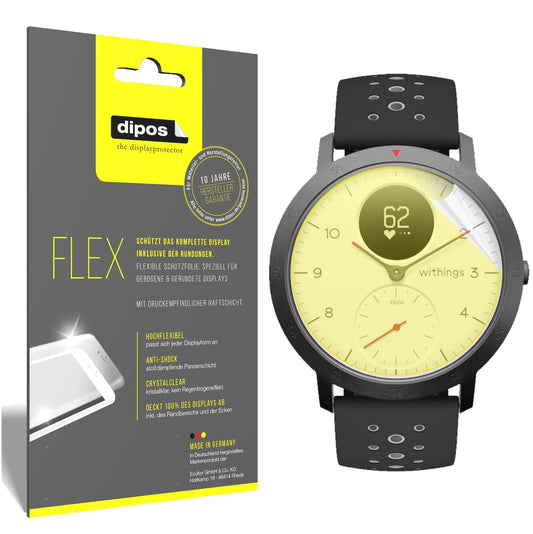 Klare Displayschutzfolie von dipos passend für Withings Steel Hr Sport, 100% Displayabdeckung und blasenfreie Montage
