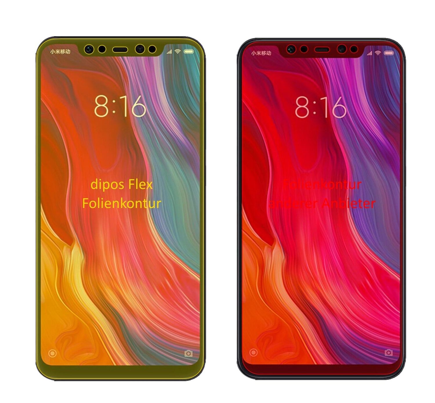 Klare Displayschutzfolie von dipos passend für Xiaomi Mi 8 SE, 100% Displayabdeckung und blasenfreie Montage