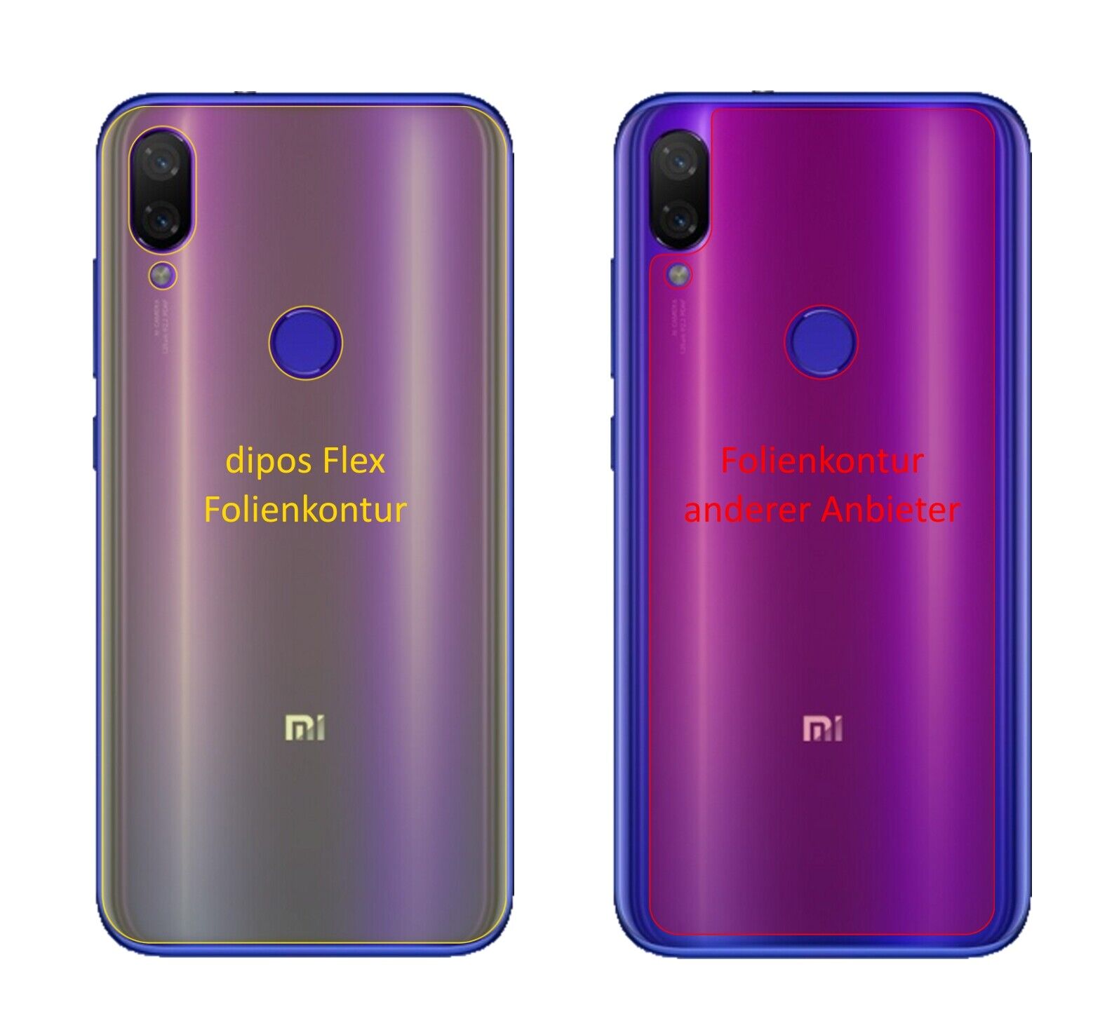 Klare Displayschutzfolie von dipos passend für Xiaomi Mi Play Rückseite, 100% Displayabdeckung und blasenfreie Montage