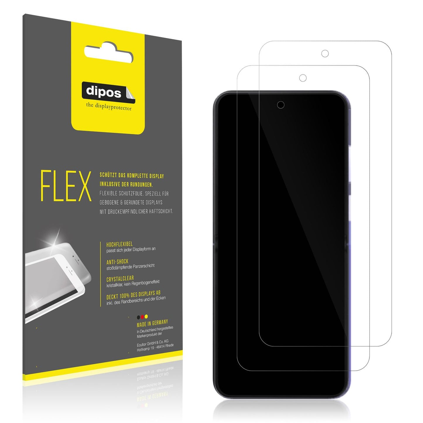 Klare Displayschutzfolie von dipos passend für Xiaomi Mix Flip 2, 100% Displayabdeckung und blasenfreie Montage