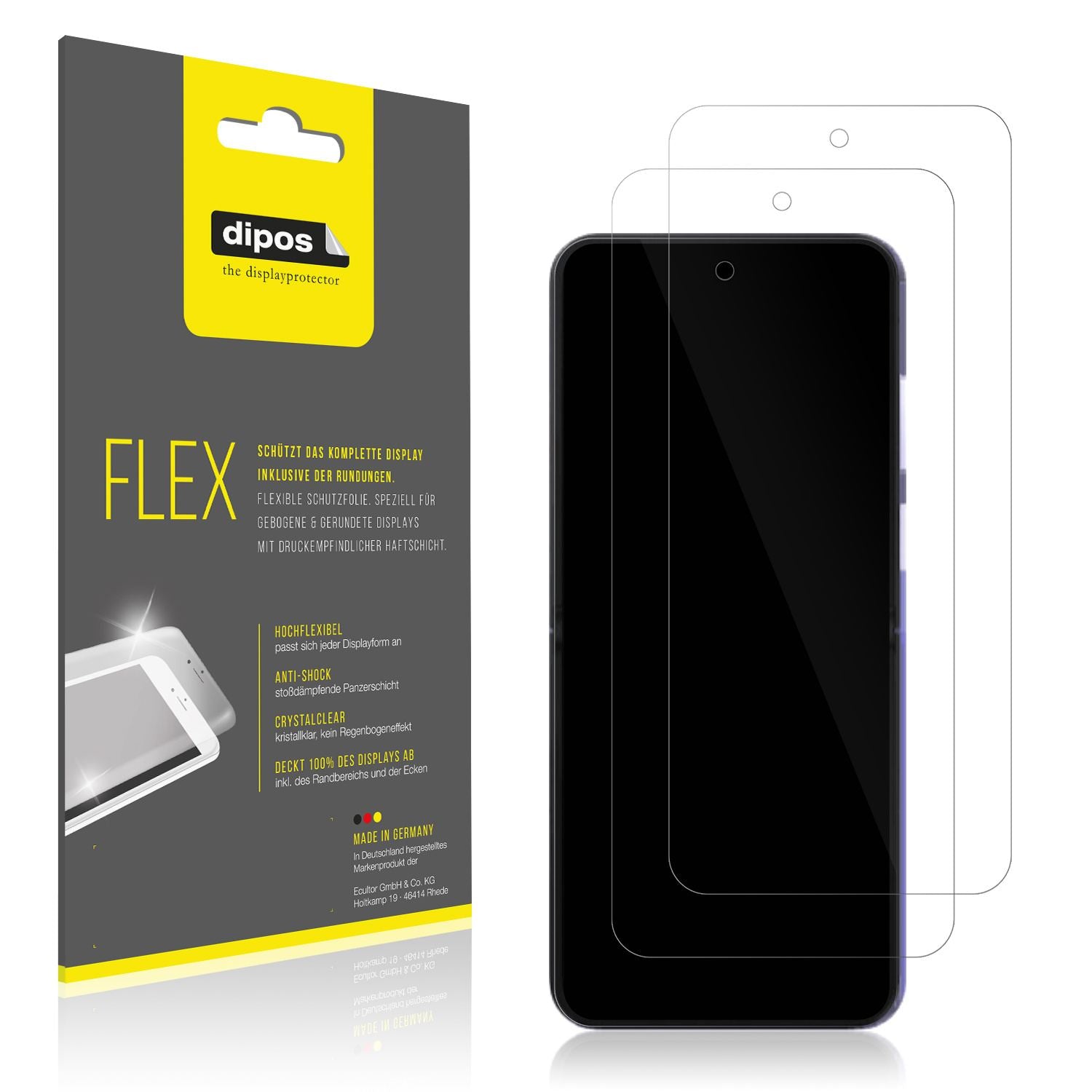 Klare Displayschutzfolie von dipos passend für Xiaomi Mix Flip 2, 100% Displayabdeckung und blasenfreie Montage