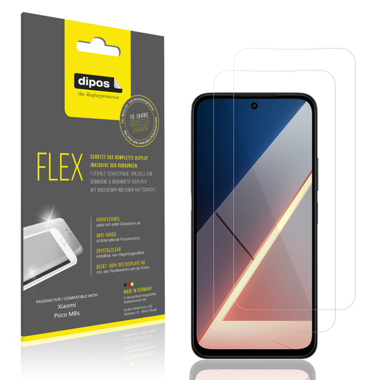 Klare Displayschutzfolie von dipos passend für Xiaomi Poco M8s, 100% Displayabdeckung und blasenfreie Montage